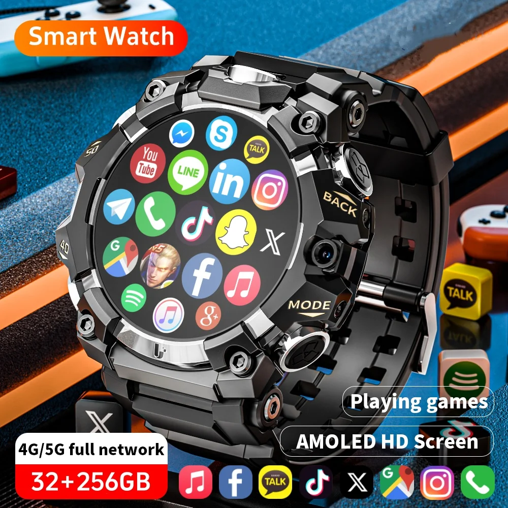 4G/5G Full Netcom Smartwatch Android Smart Watch With 800W Dual Camera GPS WIFI NFC Google Play Store Sim Card Slot 256GB Rom