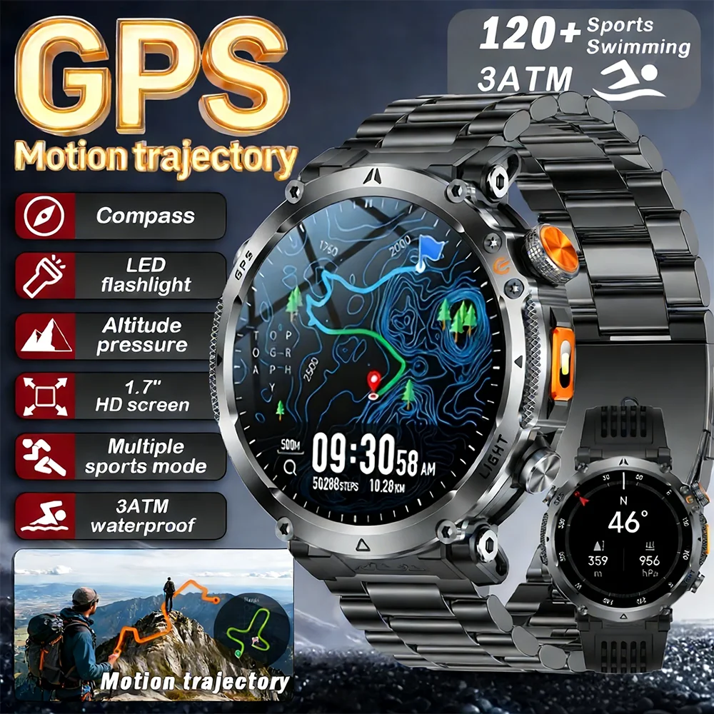 2026 T-REX3 850mAh Battery Smartwatch Men 10ATM Waterproof GPS Bluetooth call 1.7