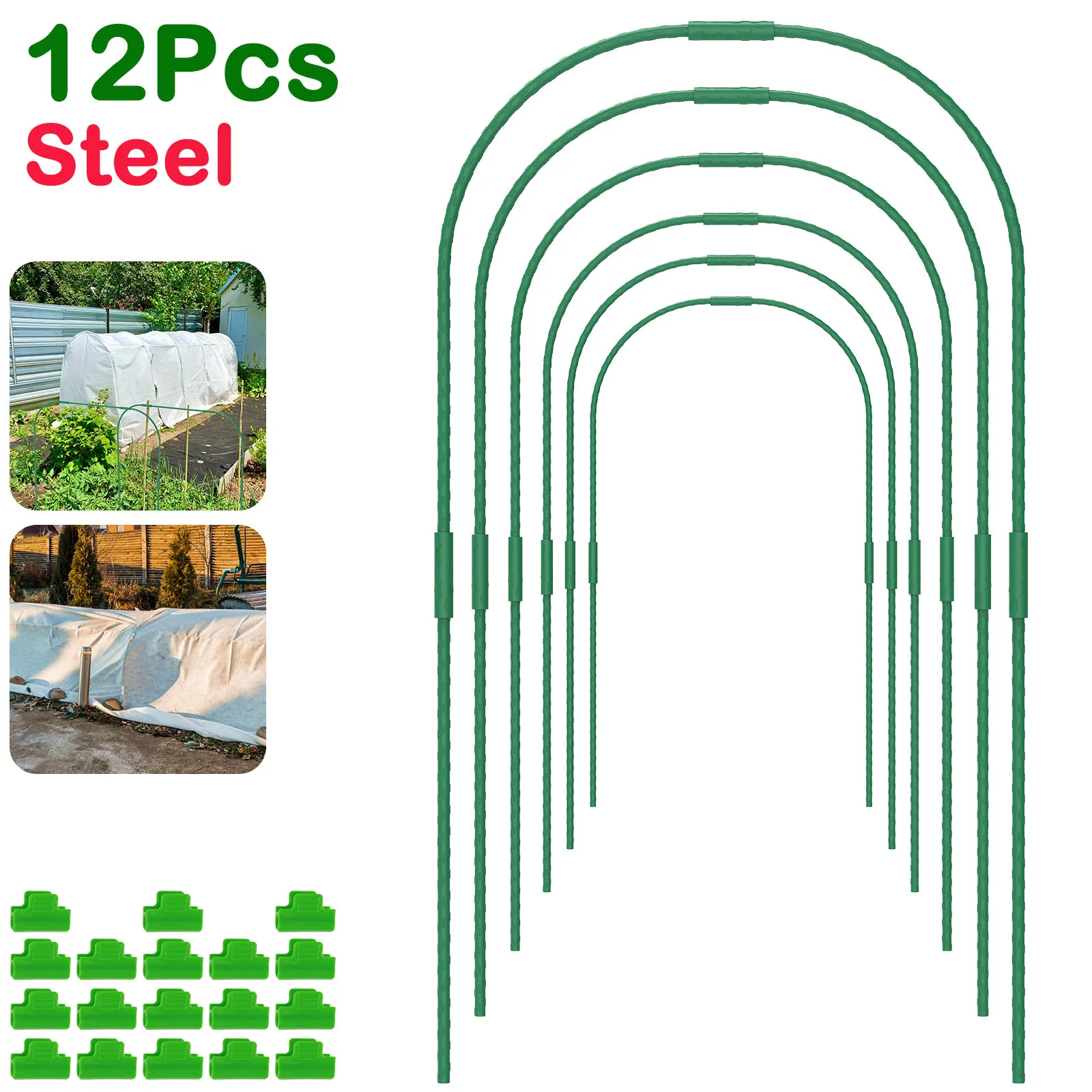 12 Set Steel Greenhouse Plant Hoops Durable Reusable DIY Seedling Arch Shed Bracket for Garden Vegetable Grow Tunnel Support New