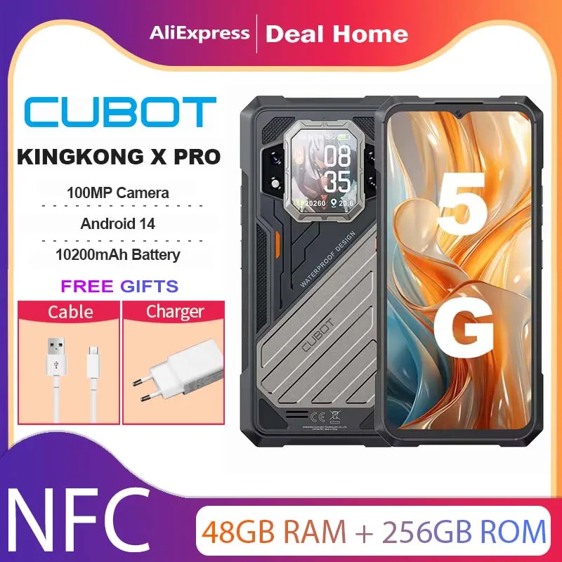 CUBOT KINGKONG X PRO 5G Rugged Smartphone 6.72 Inch Screen 144Hz NFC Android 14 10200mAh 24GB RAM+256GB ROM Mobile Phone 100MP