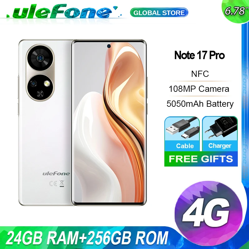 Ulefone Note 17 Pro,24 Гб+256 Гб,Android 13,NFC,6.78