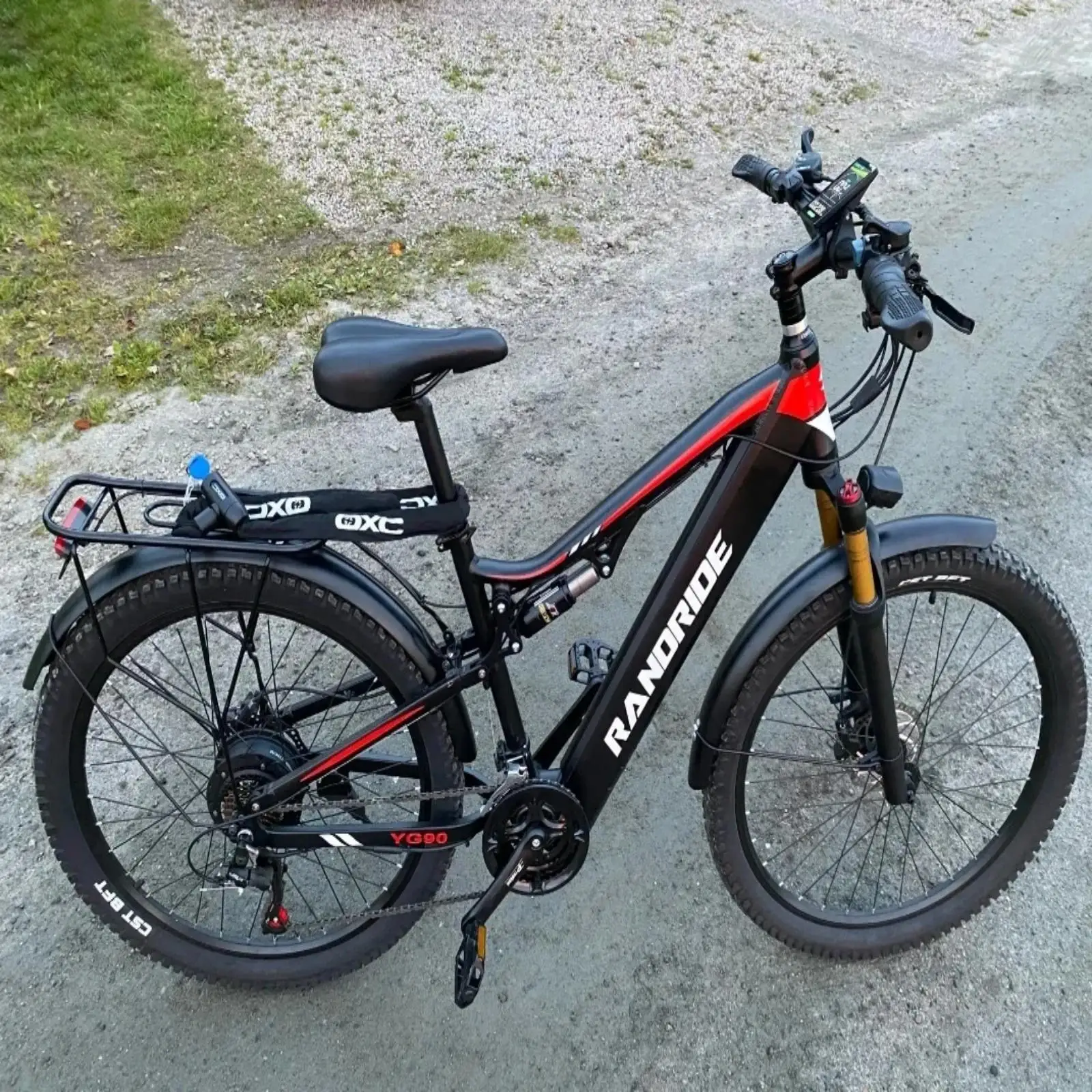 RANDRIDE YG90 Electric Bicycle 1000W 48V17AH Hydraulic Brake Ebike with Full Suspension  21 Gears Shift Free Rack