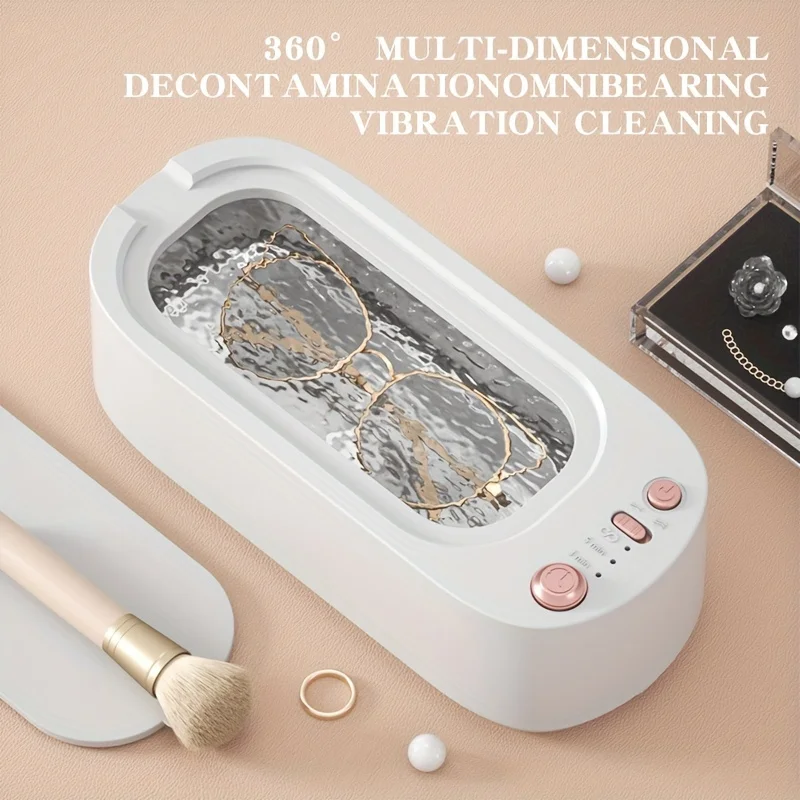 USB Rechargeable High-Frequency Ultrasonic Cleaner with Strength Adjustment And Timing Feature for Household Jewelry Cleaning