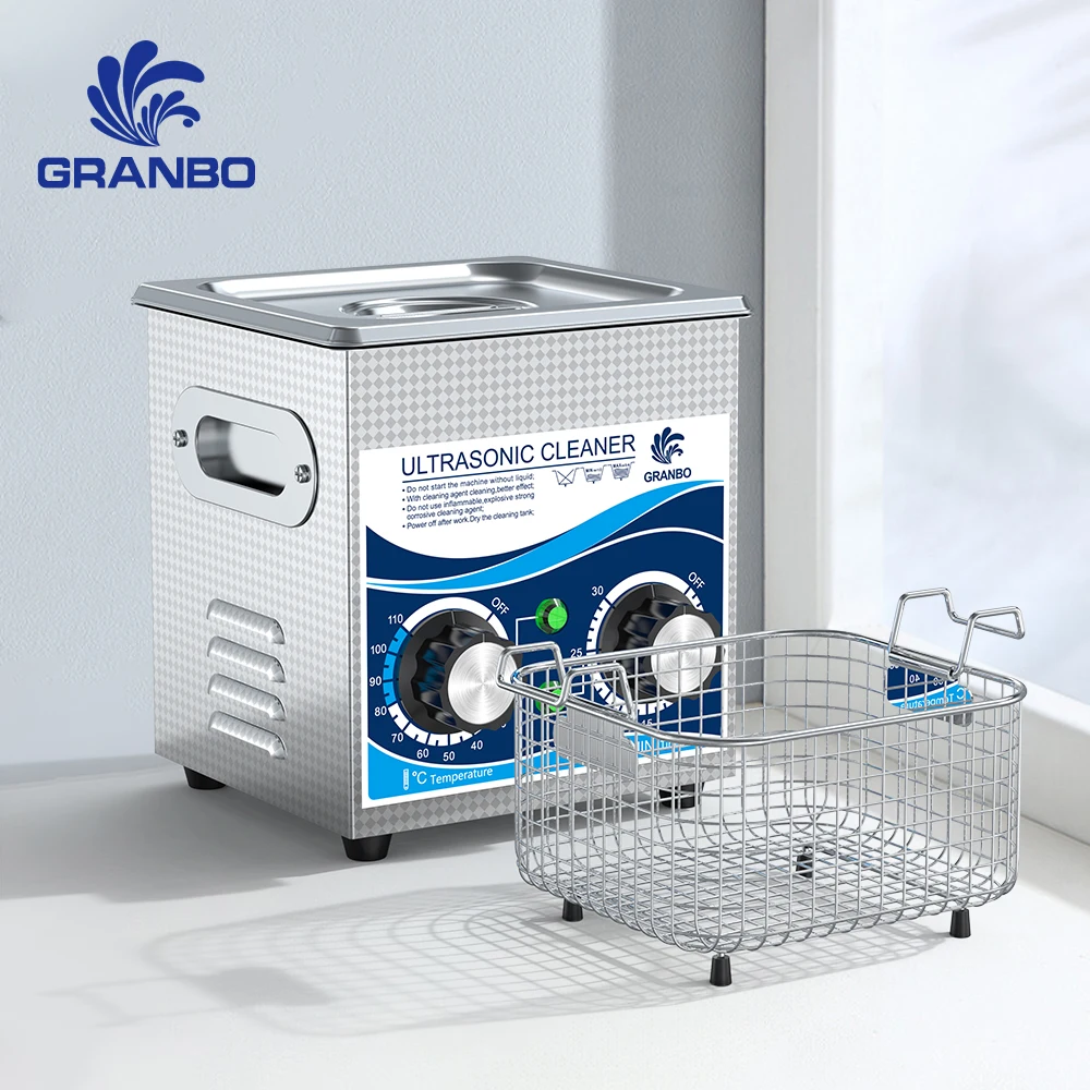 Granbosonic 2L 120W Ultrasonic Cleaner Machine Stainless Steel With Heater Timer 40KHz Dental Jewelry Glasses for Home