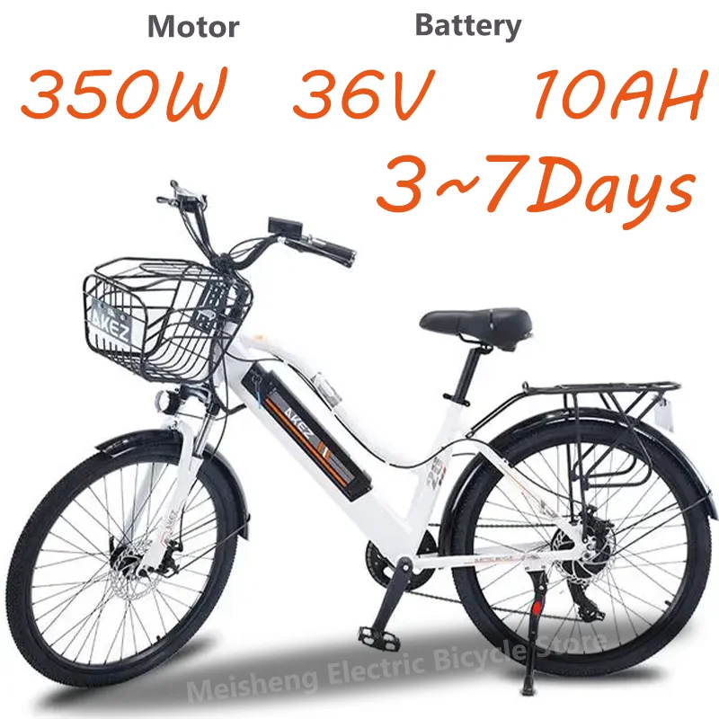 Ebike Akez electric bicycle 350W 36V 10AH lithium battery female electronic bicycle 26-inch thin tire commuting electric bicycle