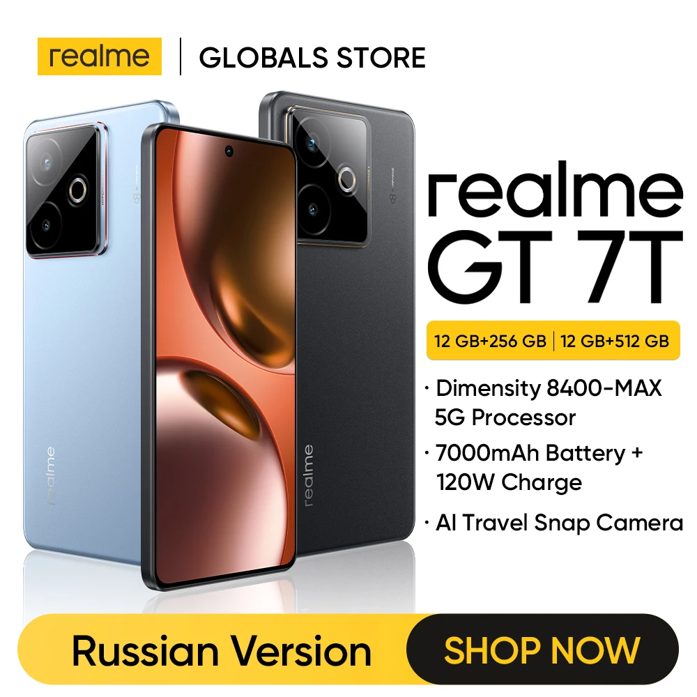 realme GT 7T 5G Smartphone Dimensity 8400-MAX Chipset 7000mAh Battery 120W Charge 50MP Sony IMX896 OIS Camera 6.8