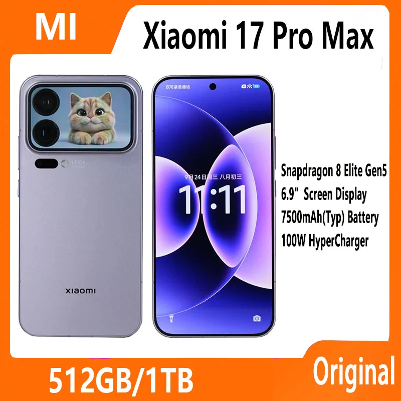 Xiaomi 17 Pro Max Smartphone Snapdragon 8 Elite Gen5 7500mAh Battery 100W Hyper Charge 6.9
