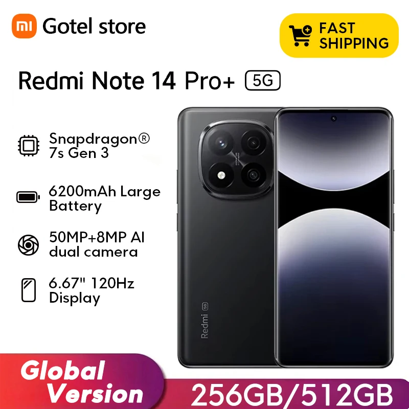 Xiaomi Redmi Note 14 Pro+ 5G Global Version Snapdragon 7s Gen 3 AMOLED 200MP Camera 6.7