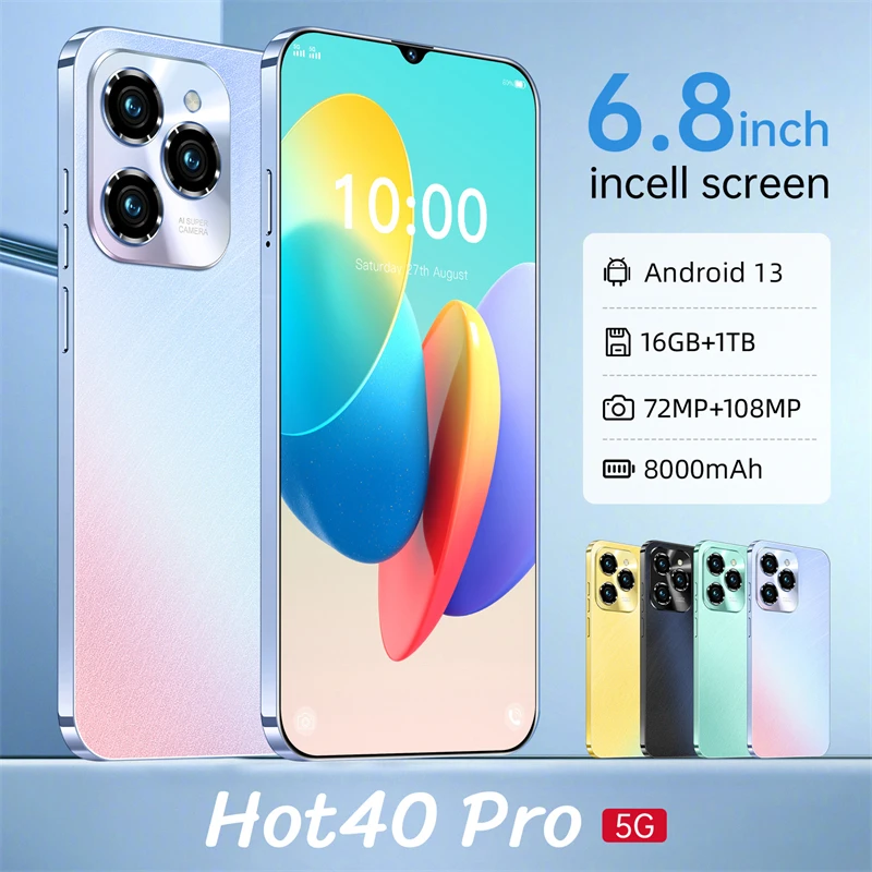 HOT 2026 NEW Original For 40 Pro Brand New 6.8 inch Full Screen Smartphone 4G 5G Cell Phone 6800mAh Mobile Phones Global Vers