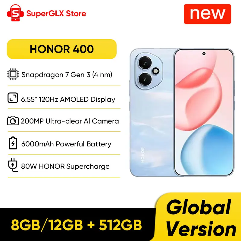 Original New Global Version HONOR 400 5G Smartphone Snapdragon 7 Gen 3  6.55