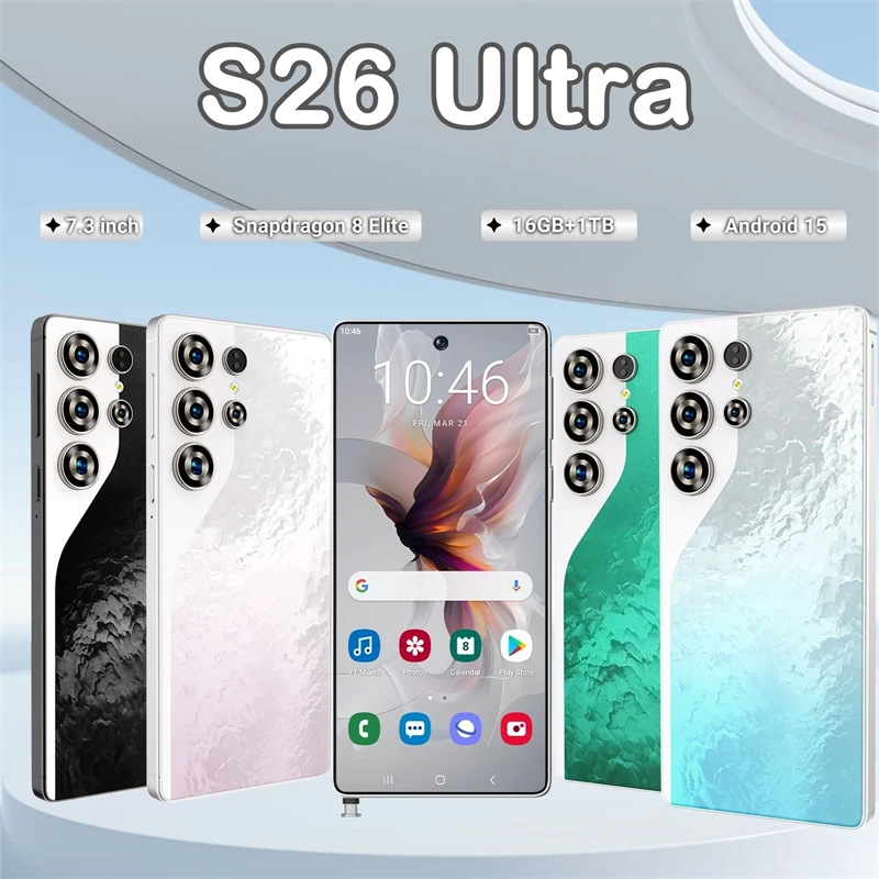 HOT 2026 S26 Ultra 7.3inch HD Global Edition Recognition 8000mAh Battery Function Original Facial Smart Dual Card