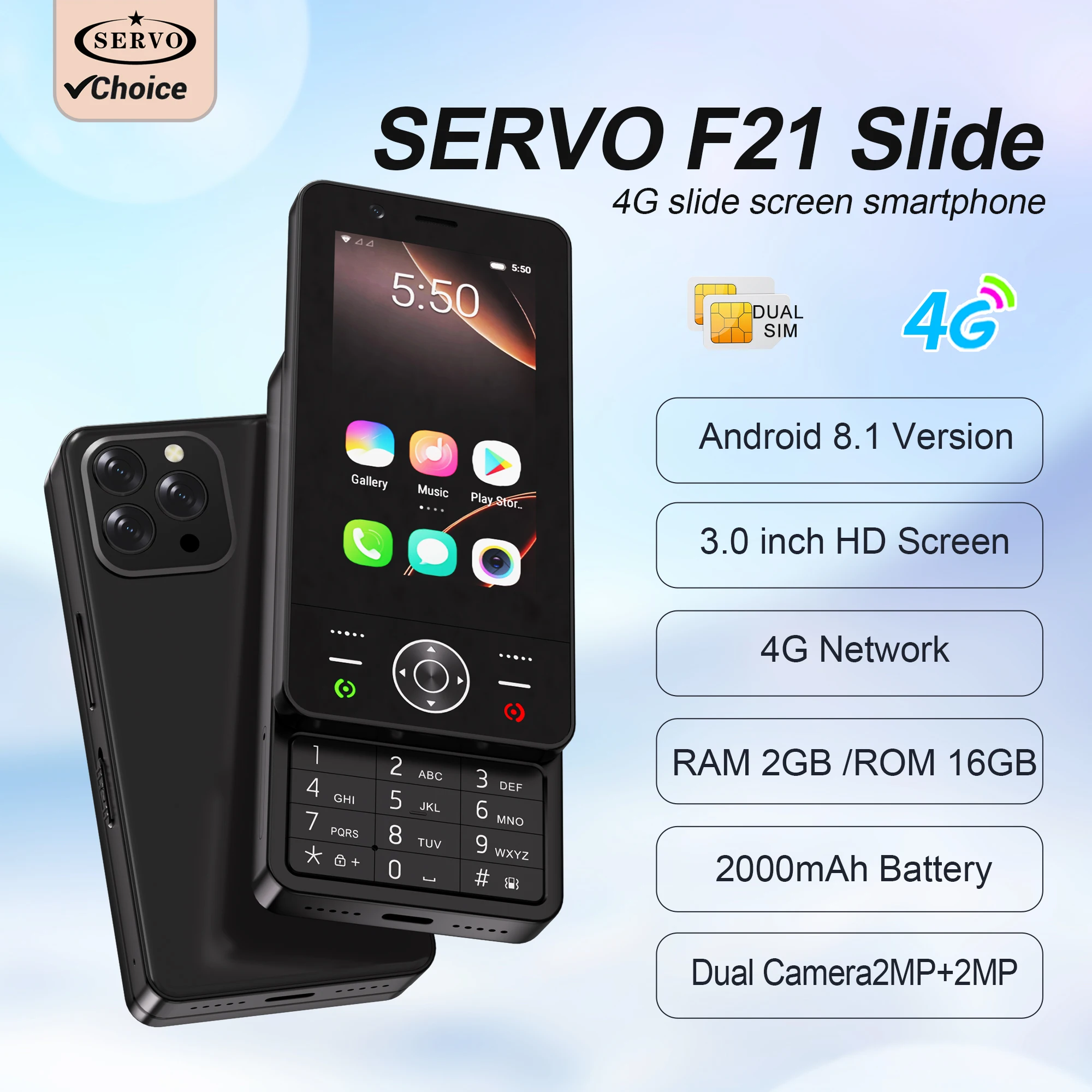 2026 New SERVO 4G Android Slider Smart Phone 2GB+16GB 3.0