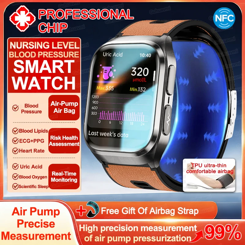 New Smart Watch For man High precision air pump AMOLED Display ECG Comprehensive Sleep Monitoring Health BT Talk NFC Airbag Stra