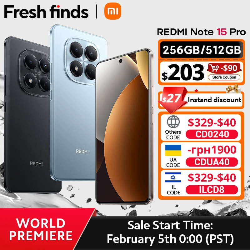 【World Premiere】Global Version Xiaomi Redmi Note 15 Pro MTK Helio G200-Ultra 6.77