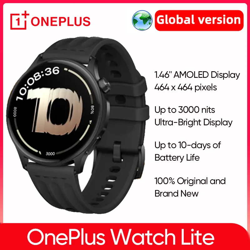 OnePlus Watch Lite Smart Watch Global Version Up to 10 Days of Battery Life 1.46” AMOLED Display Dual Band GPS Original