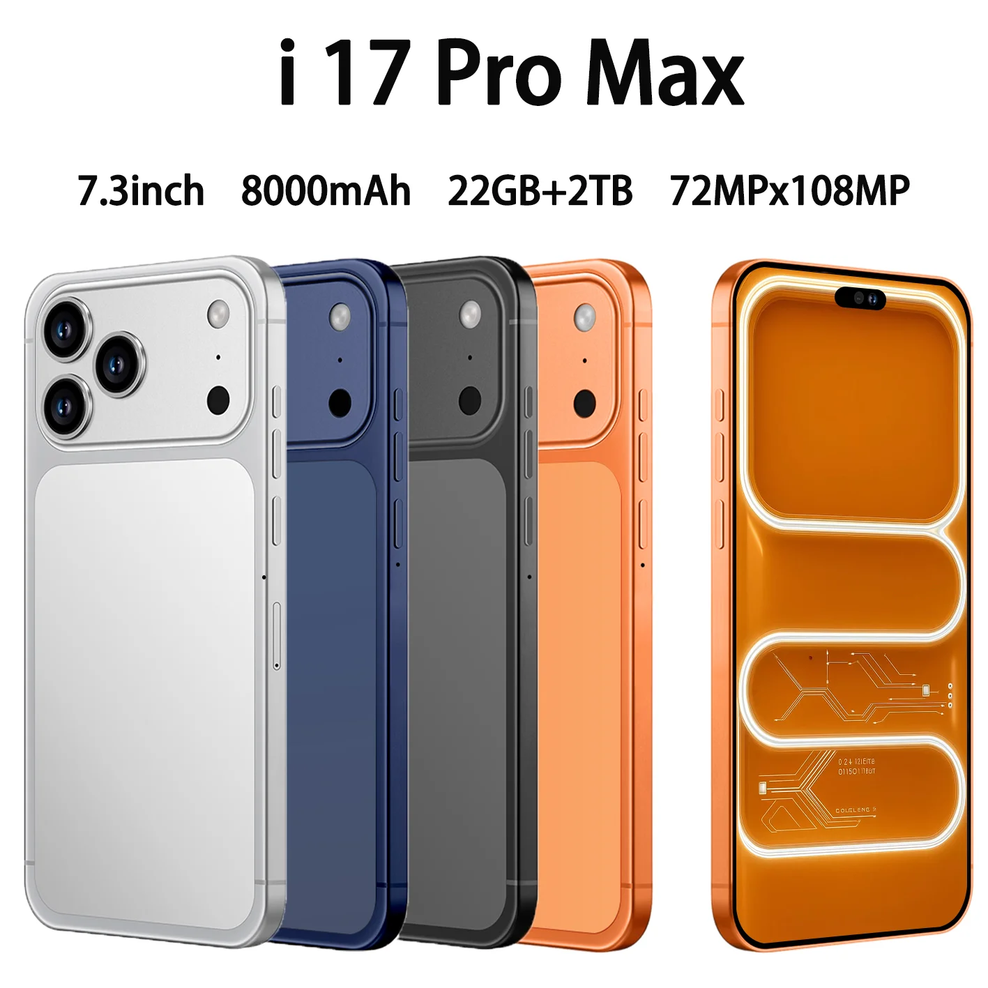 High Quality Silicone Case For i17 Pro Max Android 7.3inch Global Edition 8000mAh Battery mobile phone shell Smart Original