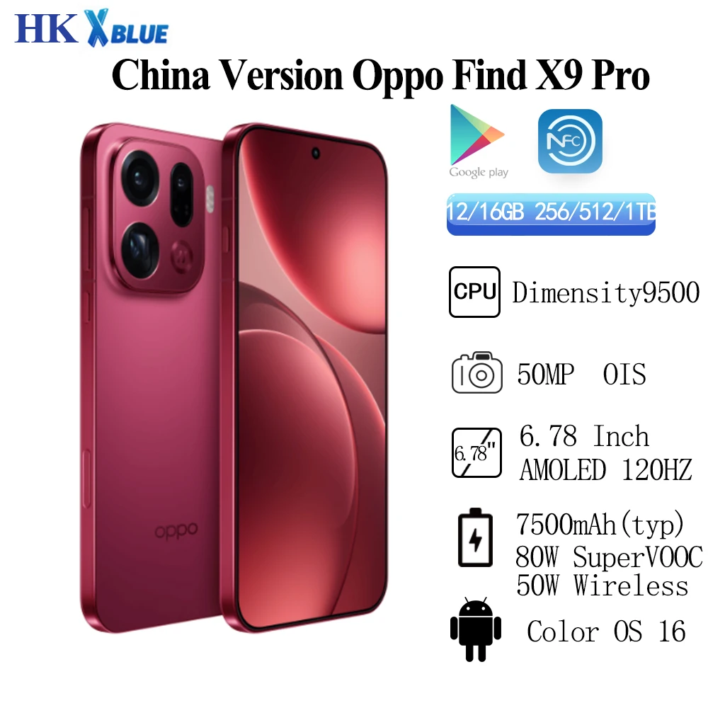 Oppo Find X9 Pro Battery 7500 mAh 80W SuperVOOC 50W Wireless Dimensity 9500 Screen 6.78