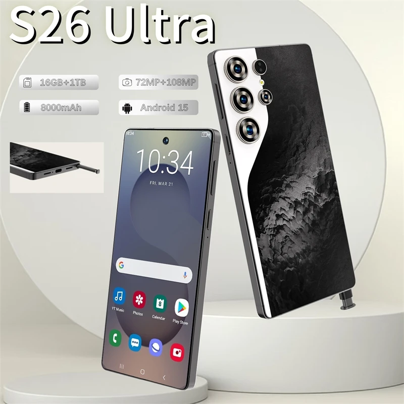 NEW version 8000mAh battery S26 Ultra HOT 2026 original intelligent 5G global dual card dual standby Android 14 system