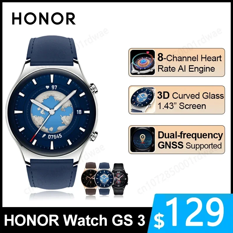 HONOR Watch GS 3 GS3 Smart Watch Dual-frequency GPS Blood Oxygen Monitor 1.43” AMOLED Screen SmartWatch GPS Bluetooth Watch