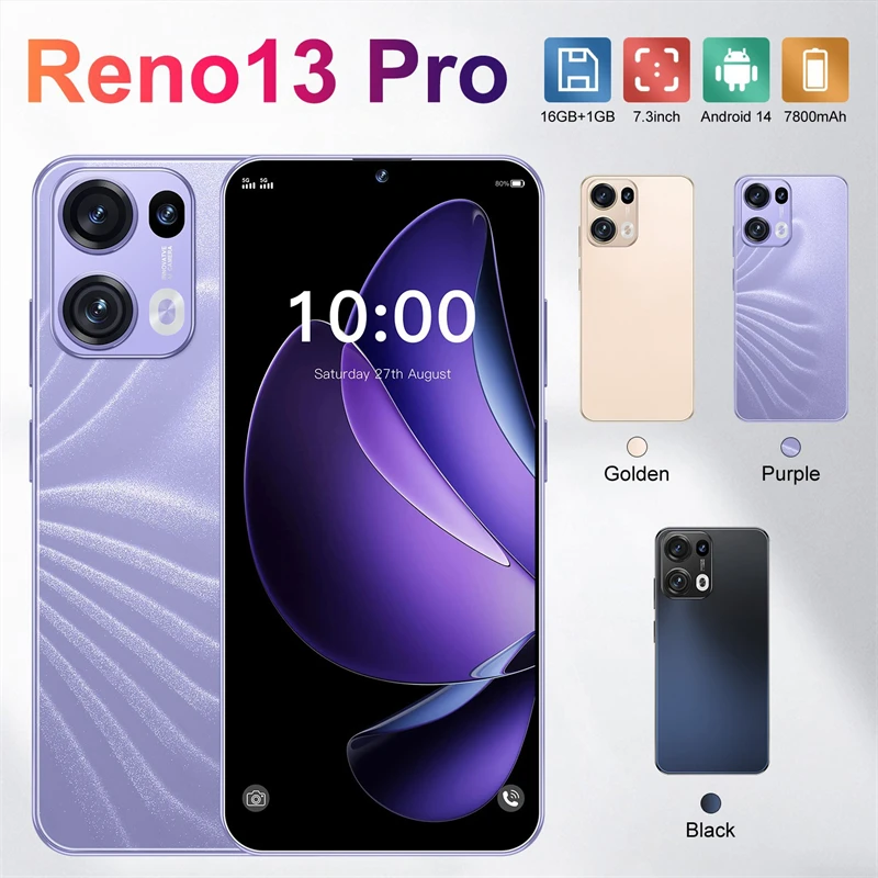 Smartphone 7.3 inch Global Version Reno13 Pro 2026 New Full Screen 7800mAh 5G Cell Phone 16TB+1TB Mobile Phones 108MP Celulare
