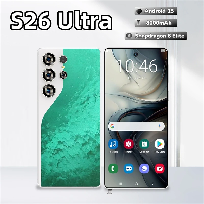 HOT 2026 S26 Ultra Edition HD Global Recognition 7.3inch 8000mAh Battery Function Original Facial Smart Dual Card