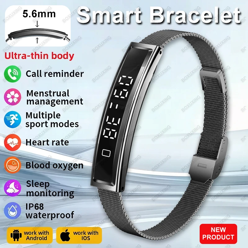 2026 Sports Women Men Smart Bracelet Health Sport Monitor Sleep Monitor Stress Test Heart Rate Pedometer Waterproof SmartWatches