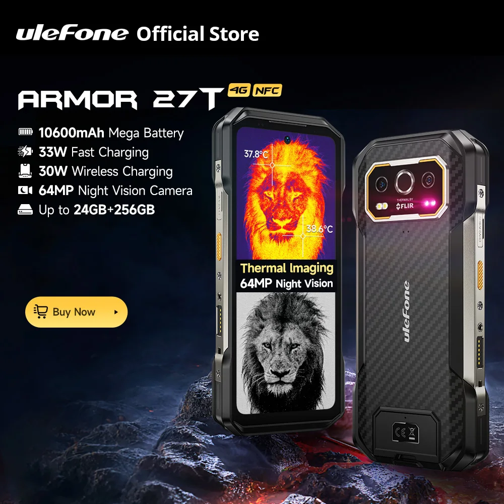 Ulefone Armor 27T 4G 10600mAh Rugged Phone Android 14 Smartphone 24GB +256GB  6.78