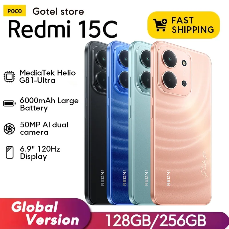 2026 Xiaomi Redmi 15C Smartphone Global Version MediaTek Helio G81-Ultra 120Hz 6.9