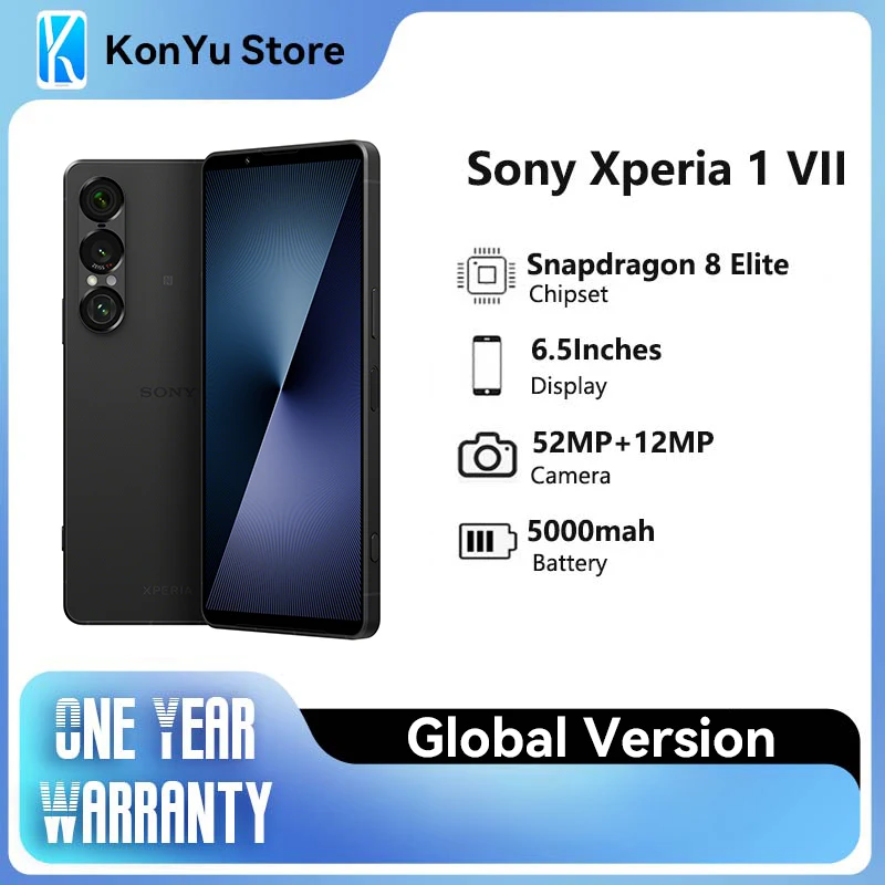 New  Original Sony Xperia 1 VII 5G 120Hz XQ-FS72/B2 52+12MPSnapdragon 8 Elite  6.5” FHD+HDR OLED Display 5000mAh Android