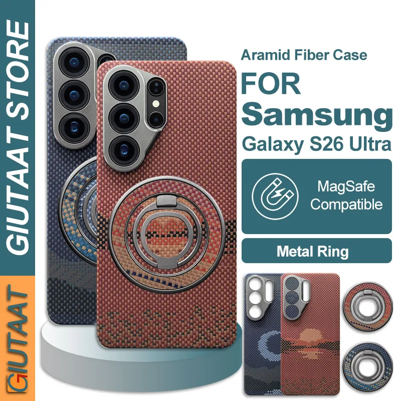 Real Carbon Fiber Case For Samsung Galaxy S26 Ultra Kevlar Aramid Magsafe Magnetic Phone Case Luxury Ultra-thin Cover