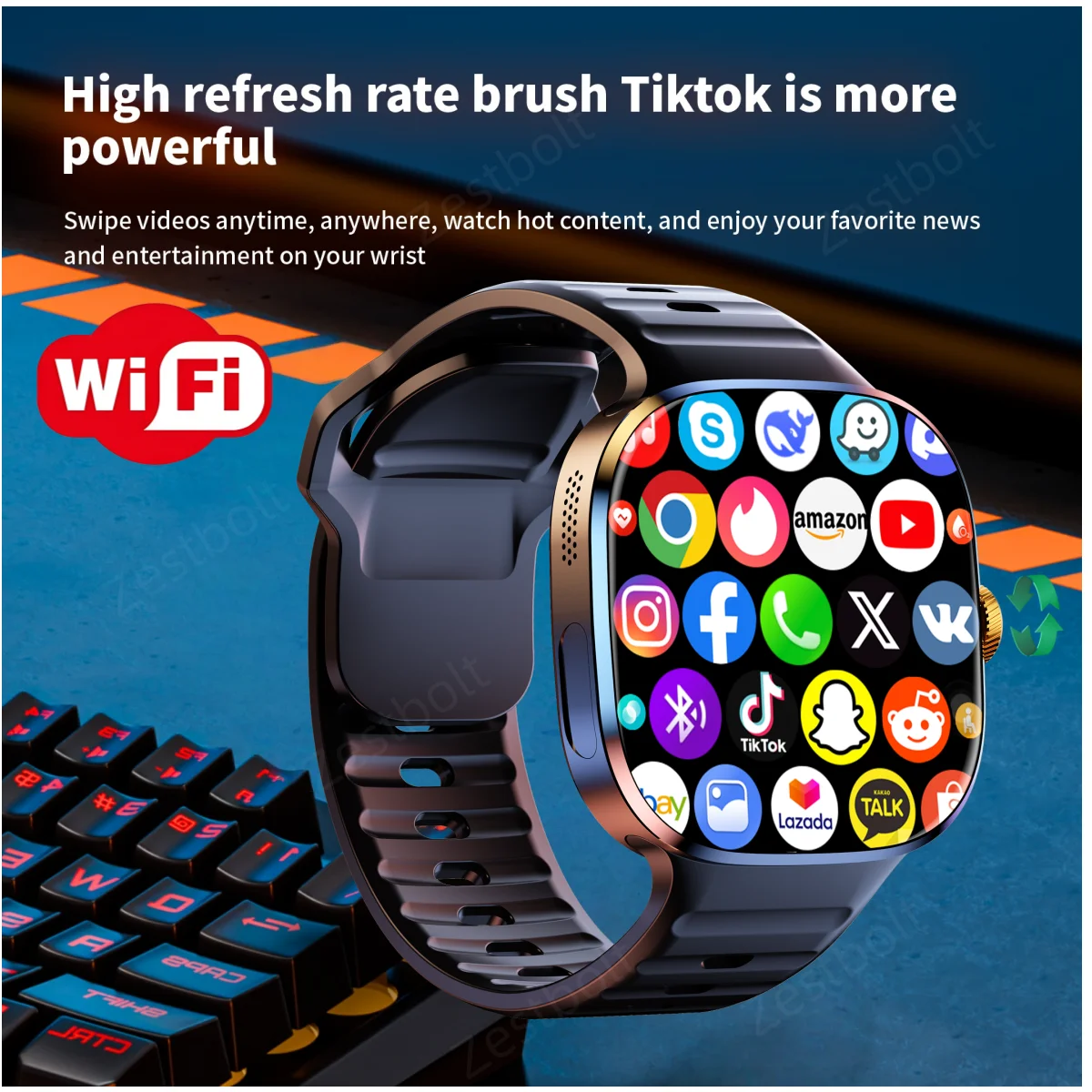 Original M99 Smartwatch 2.4 inch Amoled Screen insert 4G/5G Sim Card GPS WIFI 190° Rotating Camera Game Android 10.0 Smart Watch