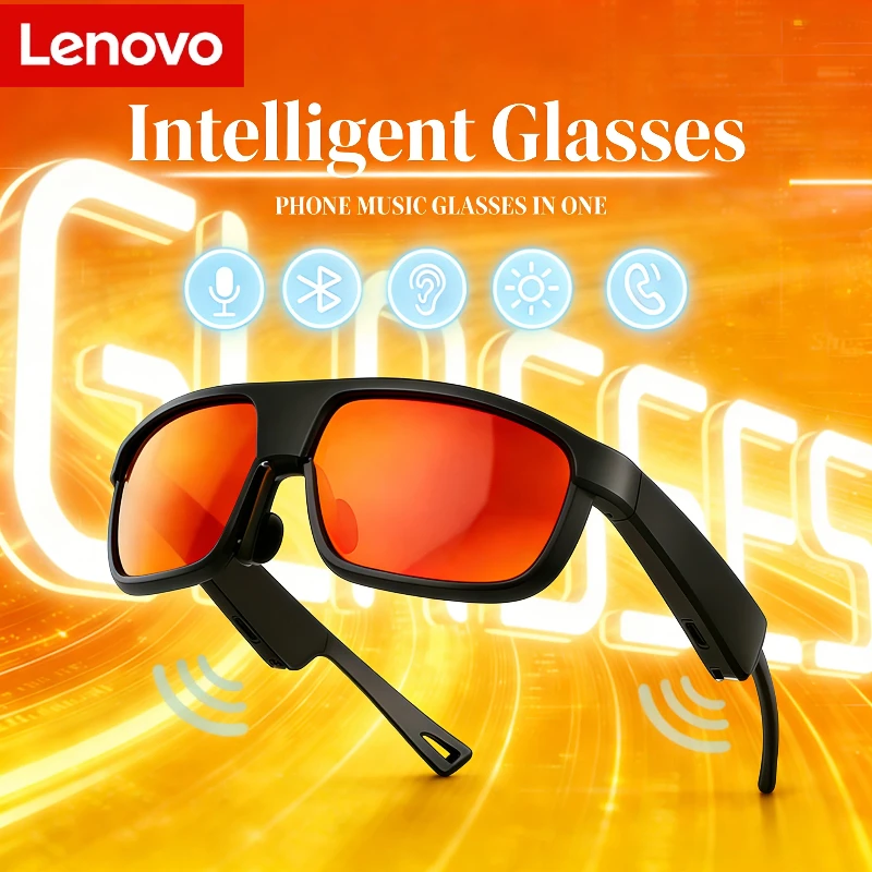 Lenovo Wireless Bluetooth SmartGlasses Voice Assistant Listen Music Translate Navigation Headset Glasses Outdoor Sport Sunglasse