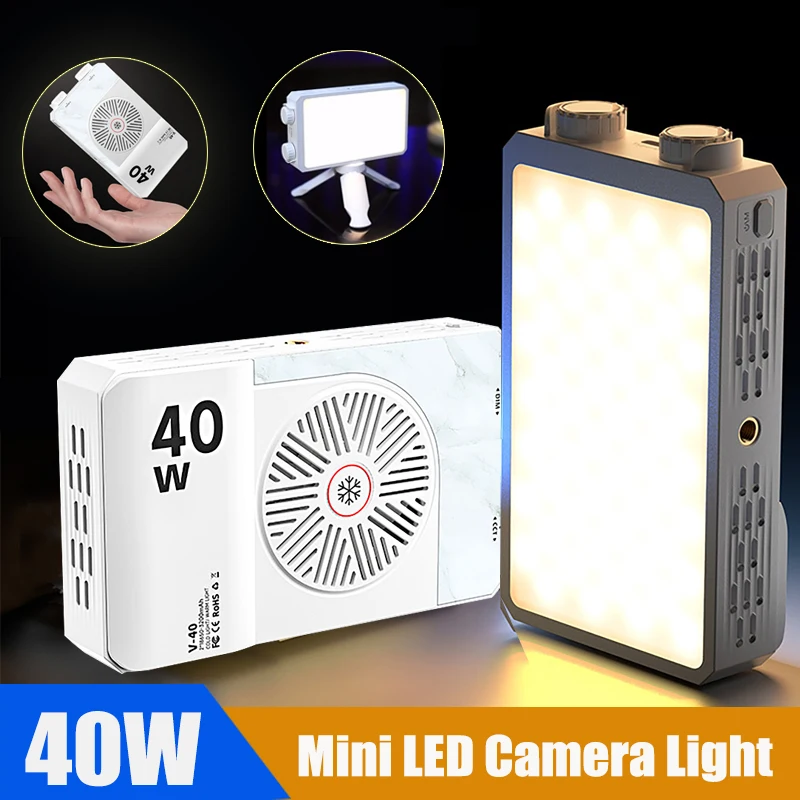40W LED Camera Light Portable 2500K-9000K Bi-Color 4400mAh Video Lamp Pocket Mini  Fill Light Outdoor Photography LED Lighting