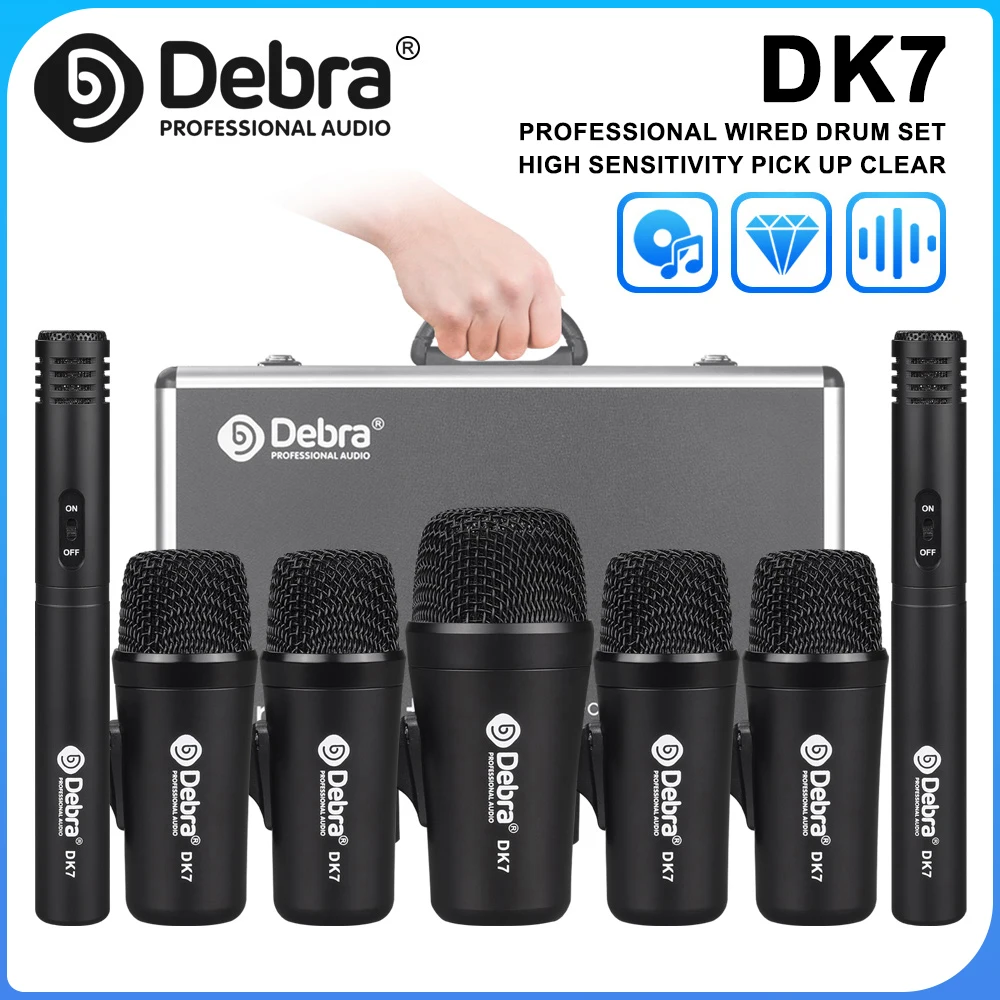 DK7 Wired Dynamic Drum Microphone Kit, Snare Drum, Evolution Series, with Grip Arm Stand, Professional Drum Microphone Kit